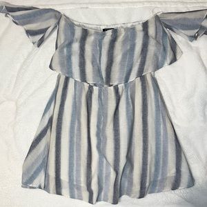 AQUA Blue and White Stripped Sun Dress Size L